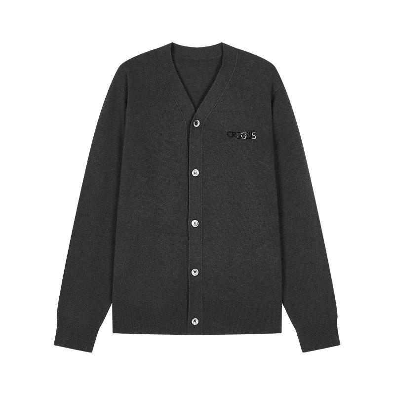 速写男装春秋休闲珠绣开衫针织毛衫复古时尚设计感潮流简约