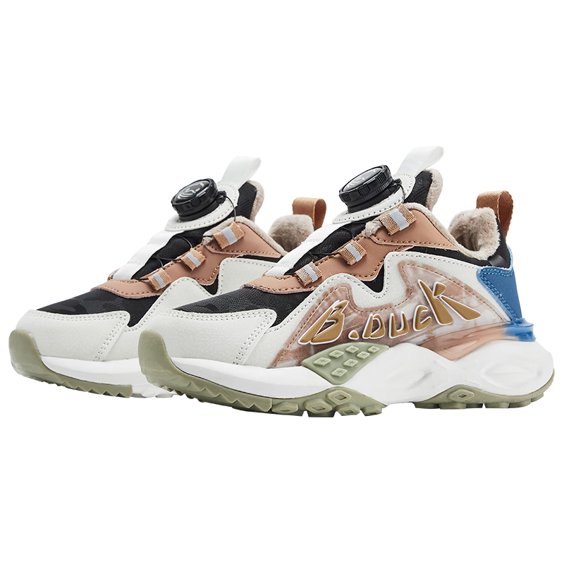 B.Duck小黄鸭童鞋女童运动鞋子冬季旋转扣鞋