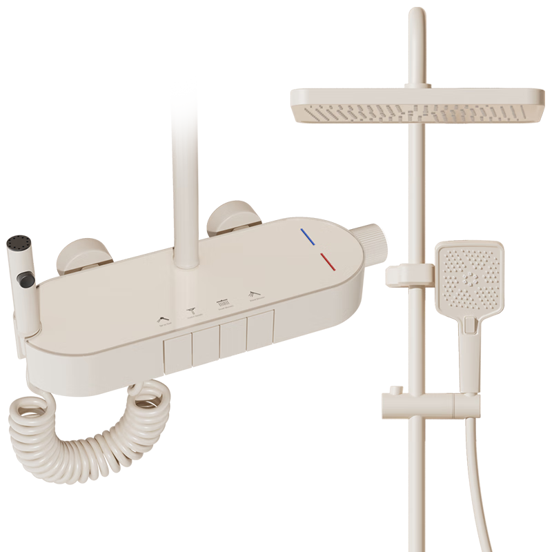 荣事达淋浴花洒全套增压喷头增压沐浴头浴室洗浴淋浴器钢琴按键冷热奶白