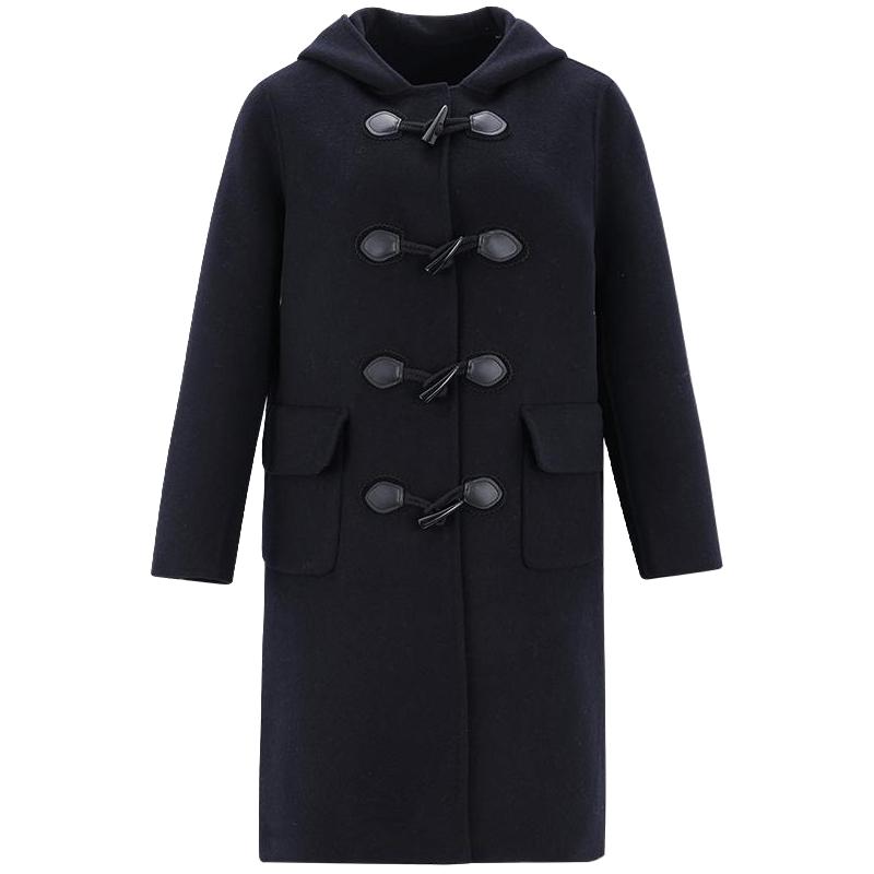 MB MindBridge百家好冬学院风羊毛大衣2025年女中长款连帽外套