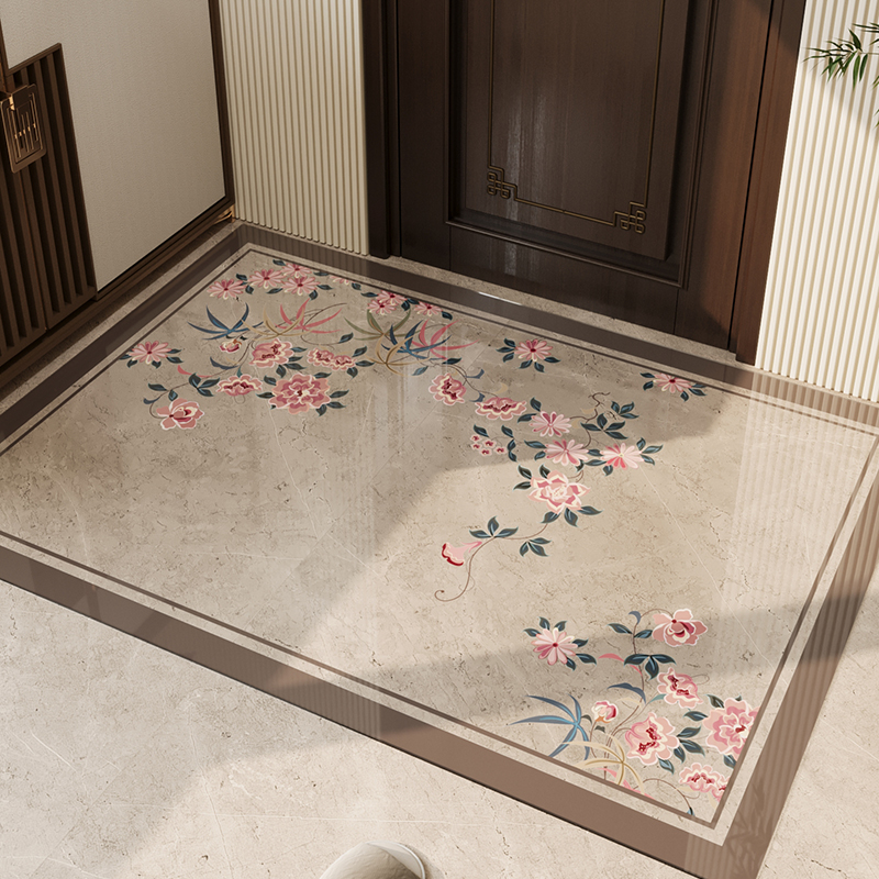 新中式入户门地垫软玻璃PVC透明防滑脚垫大门口耐脏免洗裁剪门垫