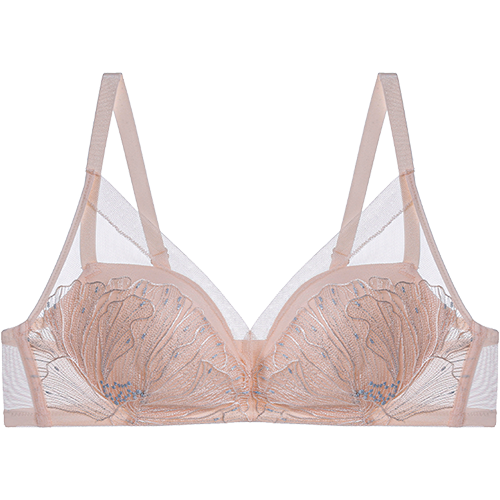 爱慕 【小胸聚拢 减压透气】精致柔软网纱蕾丝无托隐孔聚拢文胸女内衣