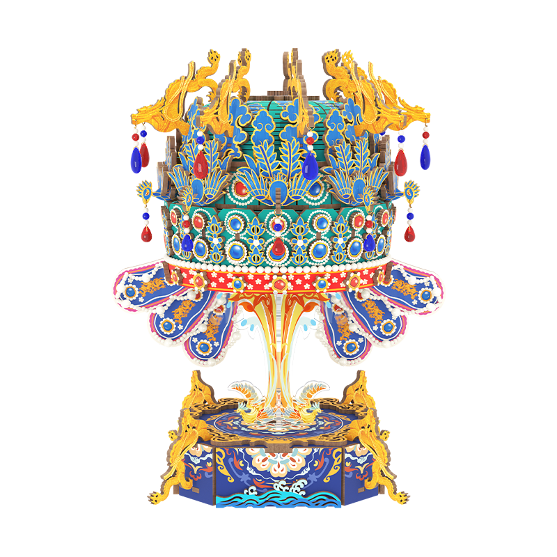 同趣凤冠音乐盒孝端皇后博物馆积木摆件拼装玩具立体模型女 凤冠【凤仪天阙】