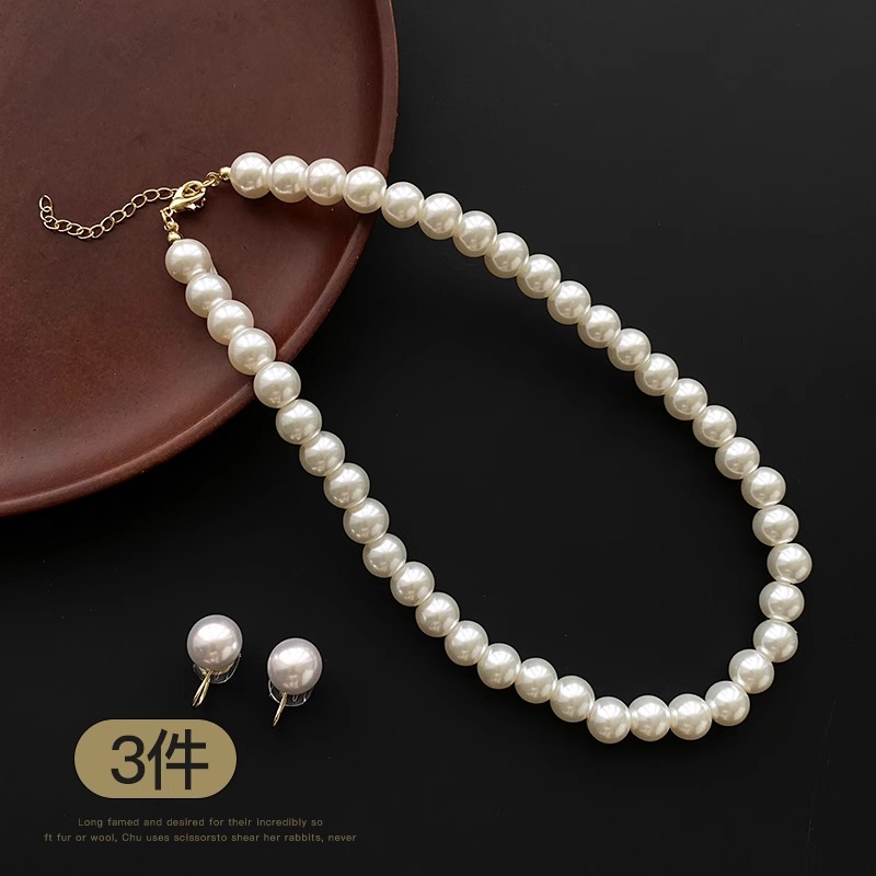 儿童白色珍珠项链气质优雅女童高端精美配饰小女孩锁骨链颈链首饰