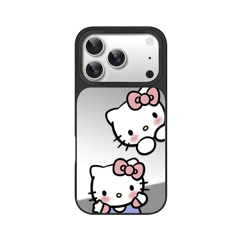 Hello Kitty 系列 适用苹果17promaxiPhone16磁吸手机壳15plus镜面高级感轻奢女14哈喽KT猫13保护套防摔 【两小只】Magsafe磁吸★镜面黑框