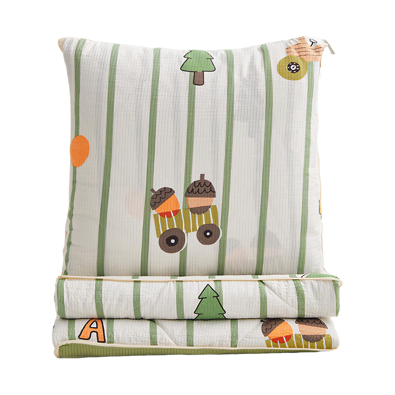 洁丽雅（Grace）抱枕被 车载被子两用 办公室午睡枕 床头靠垫枕头 泡泡纱抱枕被-童趣