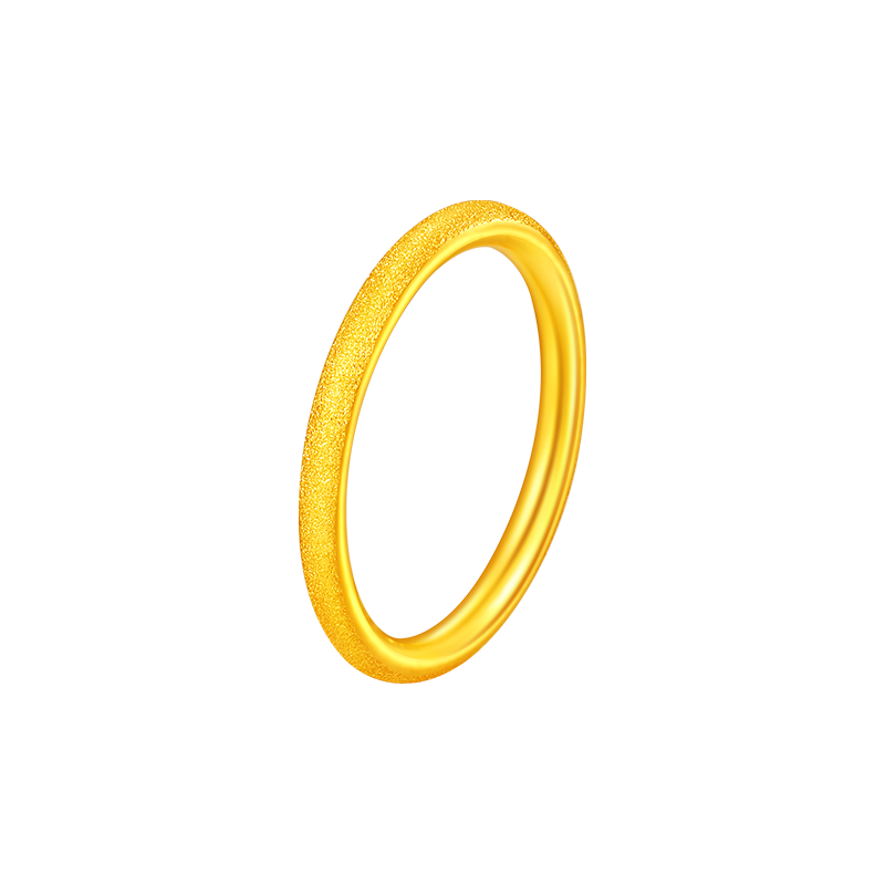 梦金园 黄金戒指女硬金三生三世足金素圈指环男