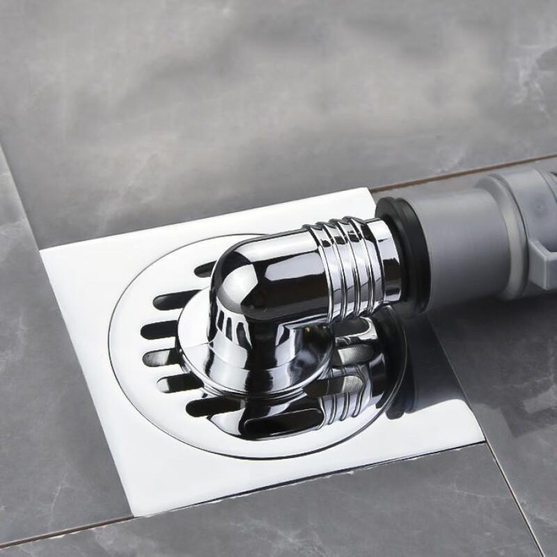 米良品家用浴室地漏接头二合一直角过滤排水管防溢洗衣机下水管地漏 直角弯头+地漏盖