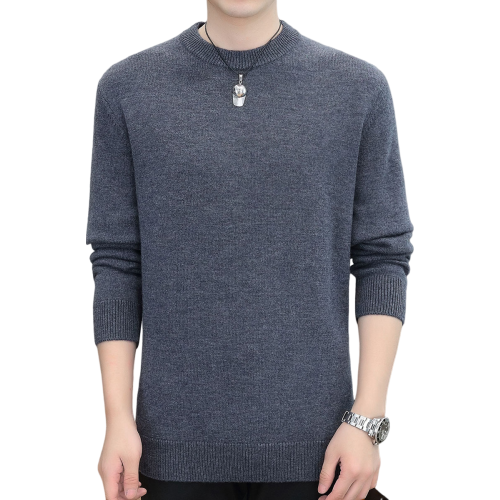 恒源祥 【100%绵羊毛】秋冬保暖厚款男式羊毛衫纯色圆领套头毛衣男