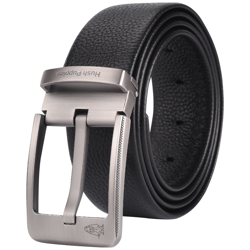 暇步士（Hush Puppies）皮带男士针扣真皮时尚头层牛皮腰带礼盒休闲商务送 黑色016-宽度3.8cm（±0.1cm） 125cm