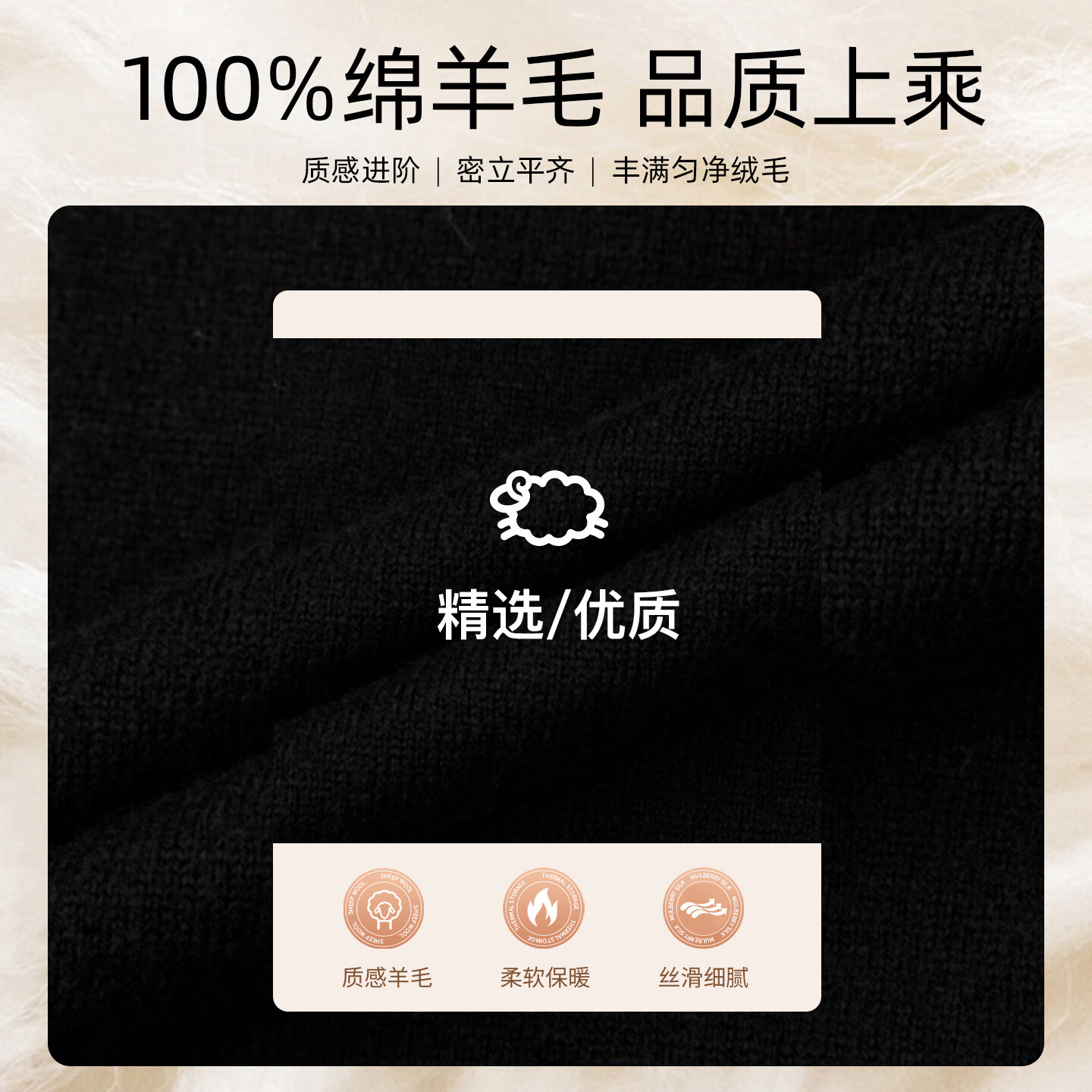 才子（TRIES）商务男士半高领羊毛衫秋冬纯色毛衣男100%纯羊毛轻奢保暖针织衫 黑色 L 48 170/88A