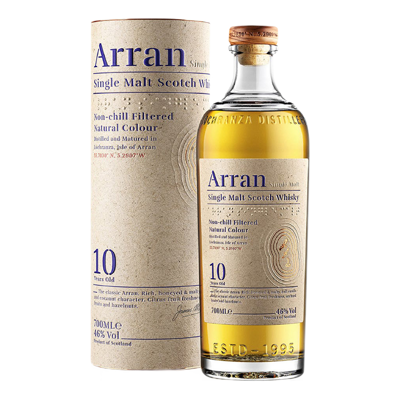 艾伦（Arran） 艾伦Arran 10年单一麦芽威士忌 苏格兰 原装进口 洋酒 700ml*6瓶