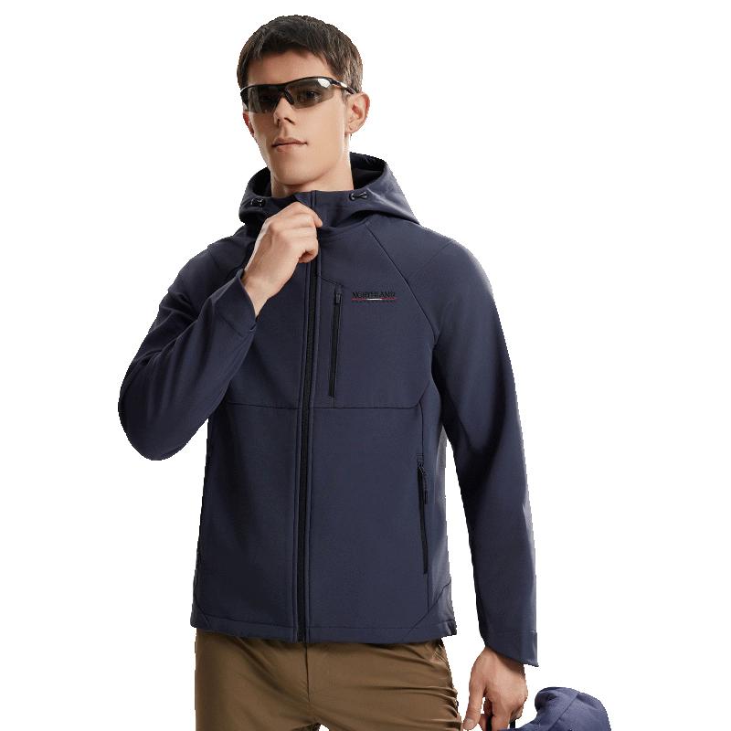 诺诗兰【历山】25秋冬男式三防软壳衣防泼防油污徒步户外登山夹克外套 凝岩灰色-70E男 180