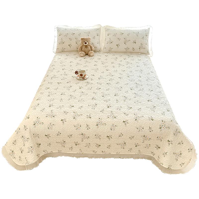 洁丽雅夹棉床盖床单单件加厚花边款双人小清新床罩 清新花蕊 200*230cm