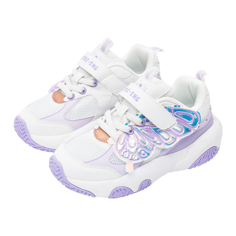 kids.ing儿童老爹鞋2023春季新款跑步鞋防滑休闲耐磨女童运动鞋 紫色 32码 适合脚长19.5-20.0cm