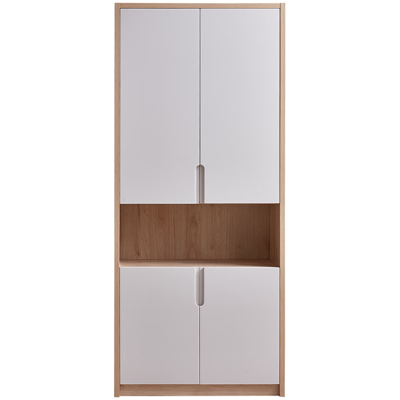 QuanU 全友 125707 简约三门书柜 木色+哑光灰 123*36.5*193.5cm