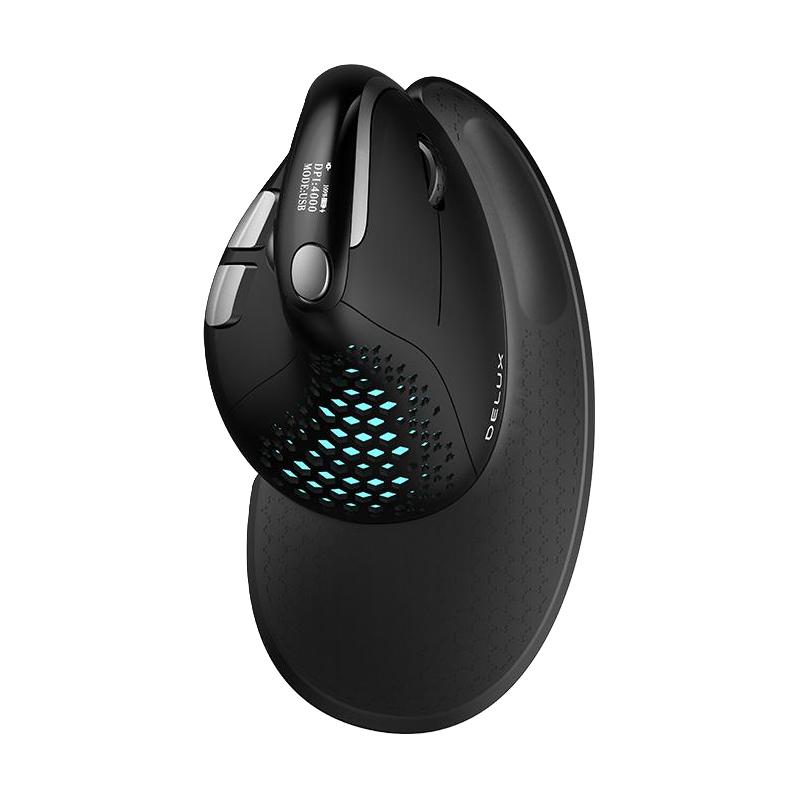 DeLUX 多彩 M618XSD OLED显示屏版 2.4G蓝牙 多模无线鼠标 4000DPI RGB