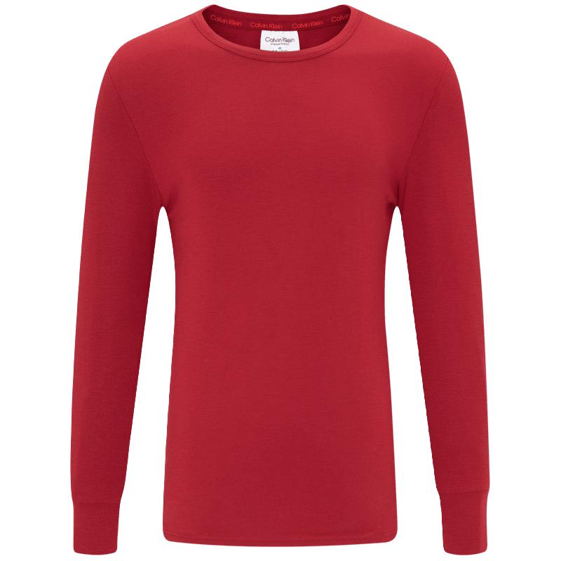 Calvin Klein 内衣秋冬男士休闲简约圆领柔软舒适家居打底保暖内衣NM2342 UB1-上衣-月夜黑 S