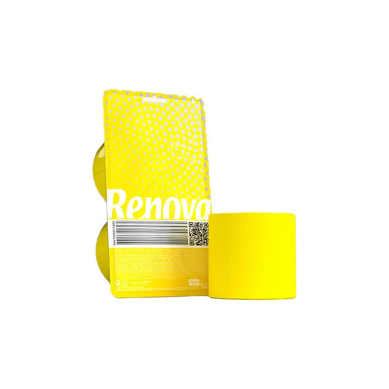 RenovaRenova彩色卷纸卫生纸巾有芯卷筒纸3层厕纸家用面巾厨房纸实惠装 黄色卷纸2卷装