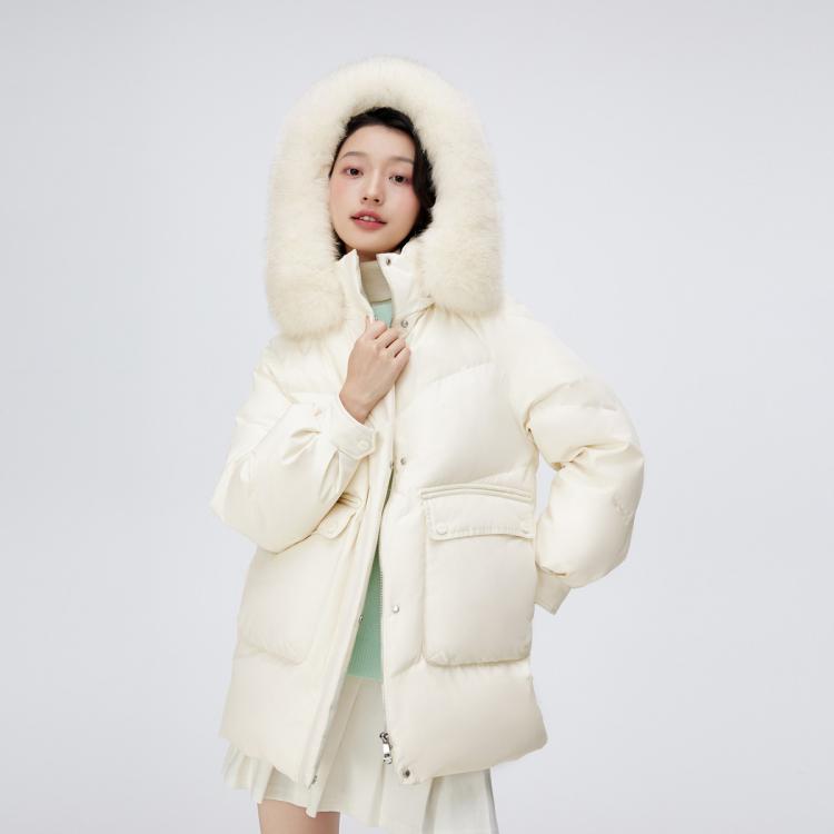 波司登 冬季女可脱卸帽中长款时尚休闲羽绒服