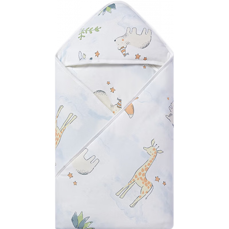 全棉时代婴儿包被纯棉宝宝包被产房襁褓被子包单巾睡袋保温透气秋冬 云中游乐园【秋冬款 80×80cm】