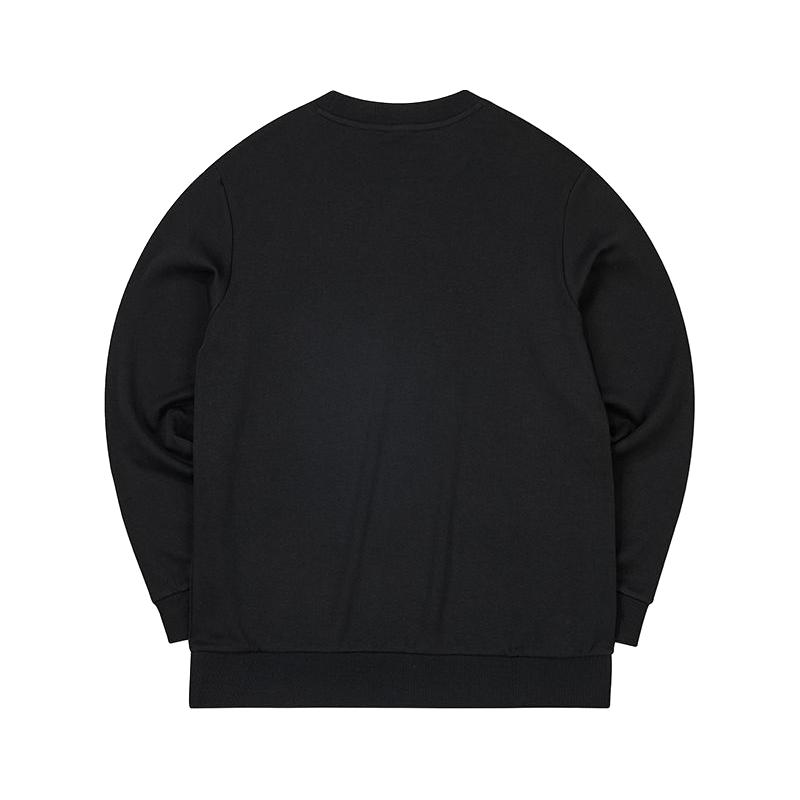 361°运动卫衣男士2025秋冬季新款圆领套头长袖保暖T恤休闲打底衫 超级黑 M 170/92A