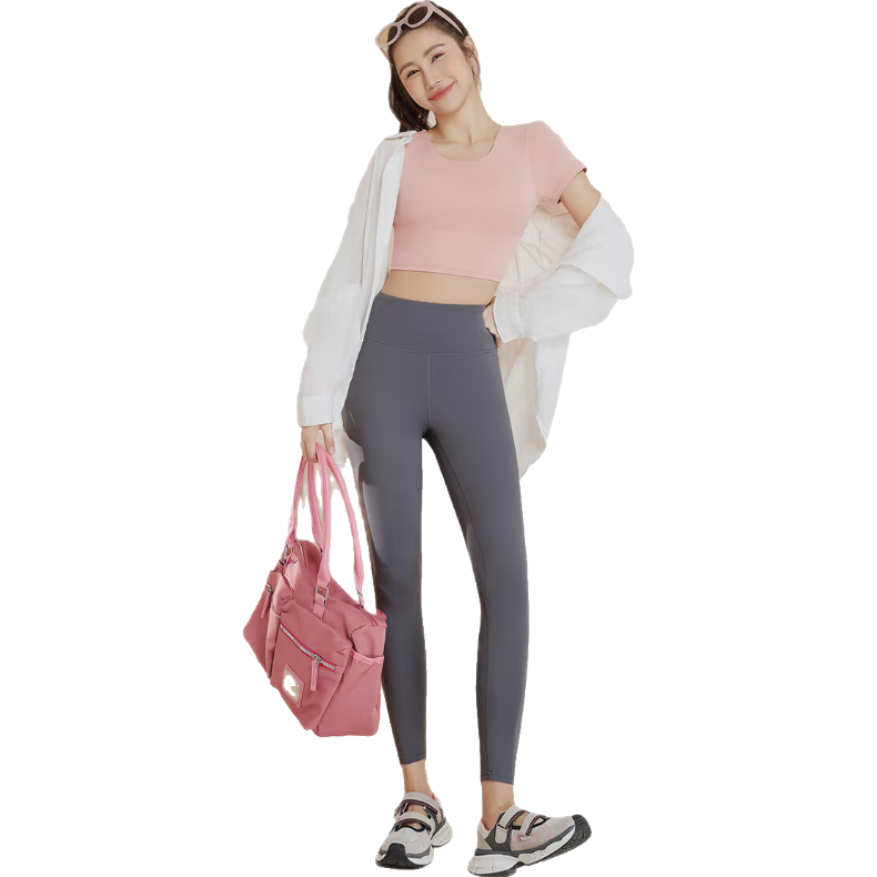 维多利亚旅行者（VICTORIATOURIST）瑜伽服女夏季跑步运动套装普拉提服美背含胸垫粉色M M（85-110斤）