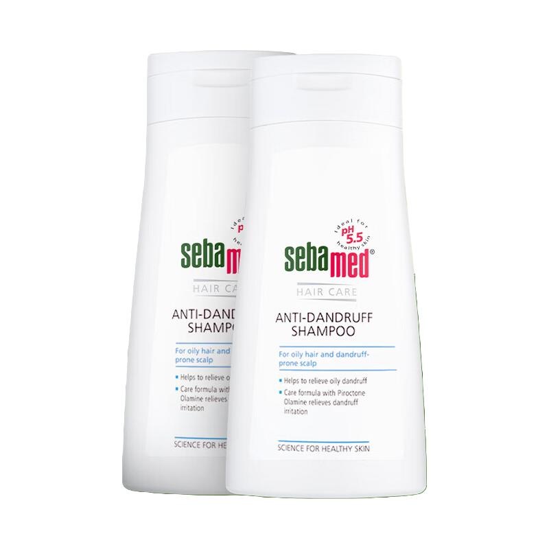 sebamed 施巴 去屑洗发水400mL*2养护清爽控油洗发露洗发液无皂碱德国 去屑 800ml 2瓶