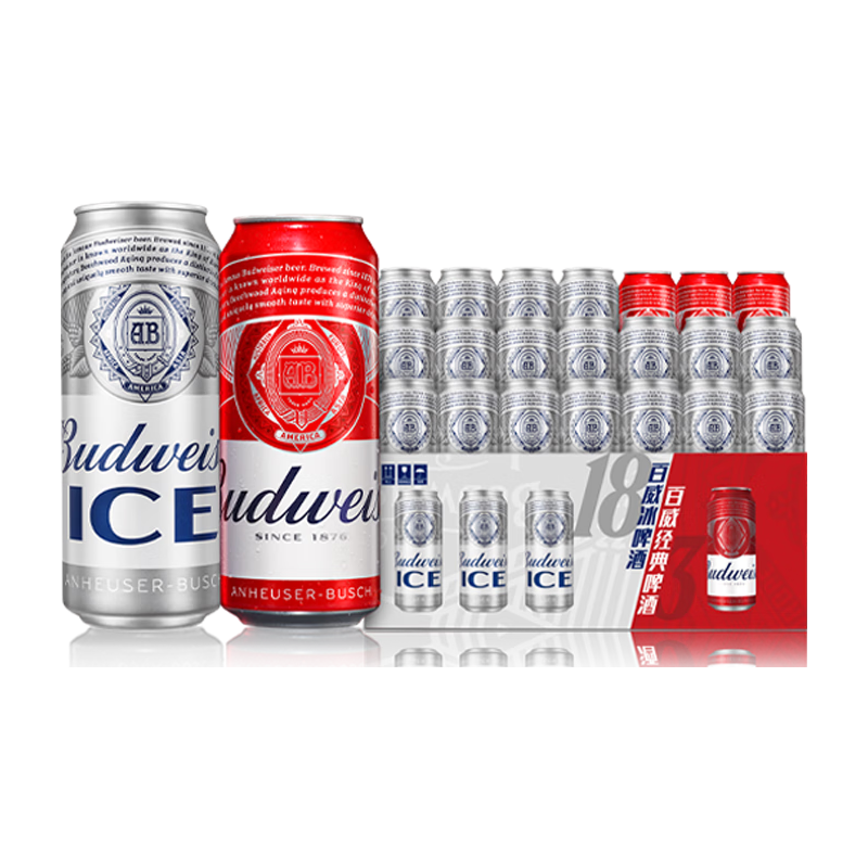  Budweiser/百威 啤酒组合装  【加量不加价】450ml 21罐