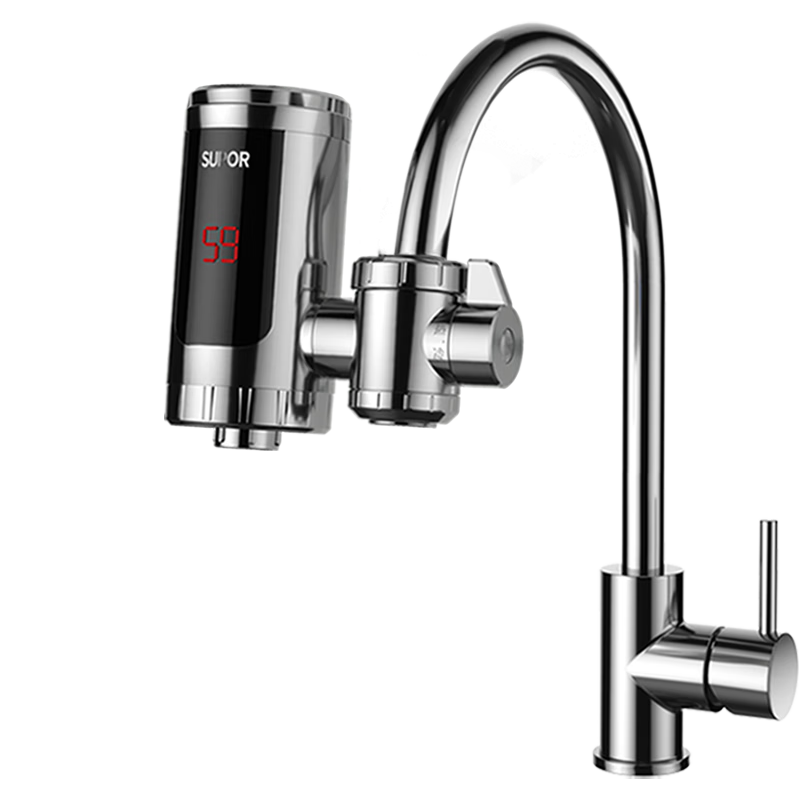 苏泊尔（SUPOR）电热水龙头速热家用即热式免安装快速加热厨宝小型电热水器冷热两用过水热厨房 白色+漏保