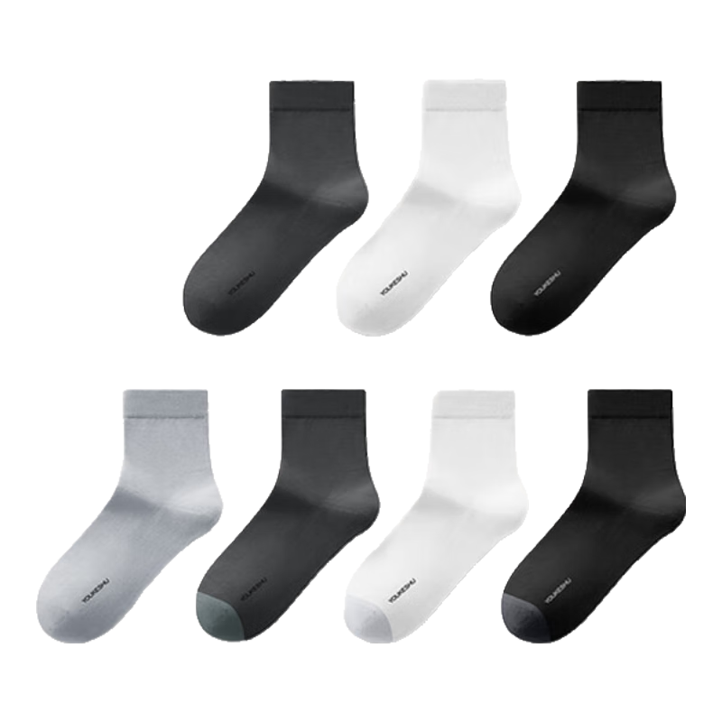 有棵树男士袜子男7A抗菌百搭舒适防臭吸汗透气中筒袜秋冬棉袜7双装