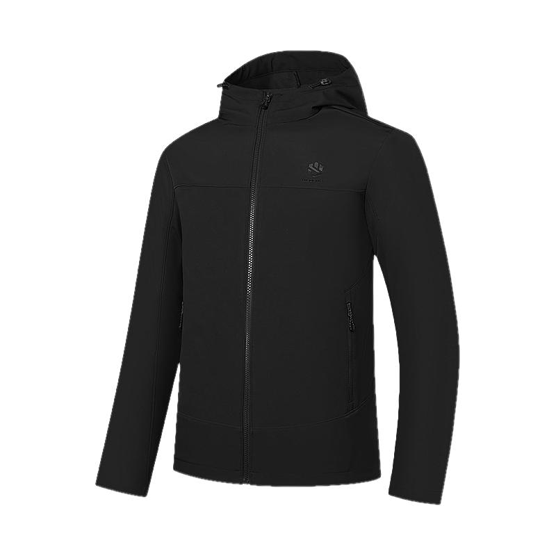 乔丹男款加绒外套男2025春秋季户外保暖风衣夹克软壳运动衣服