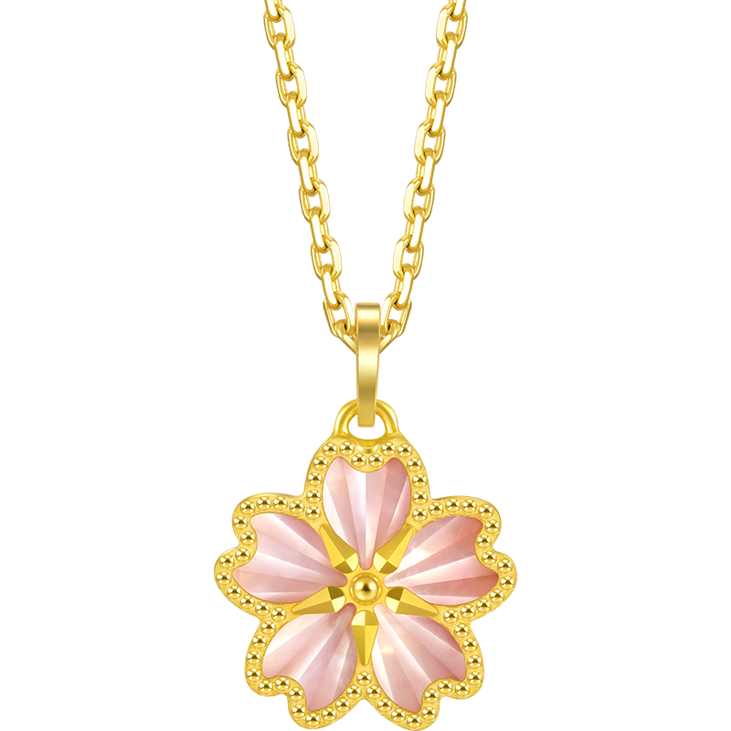 周生生黄金吊坠永系列樱花足金挂坠珠宝金饰93169P定价