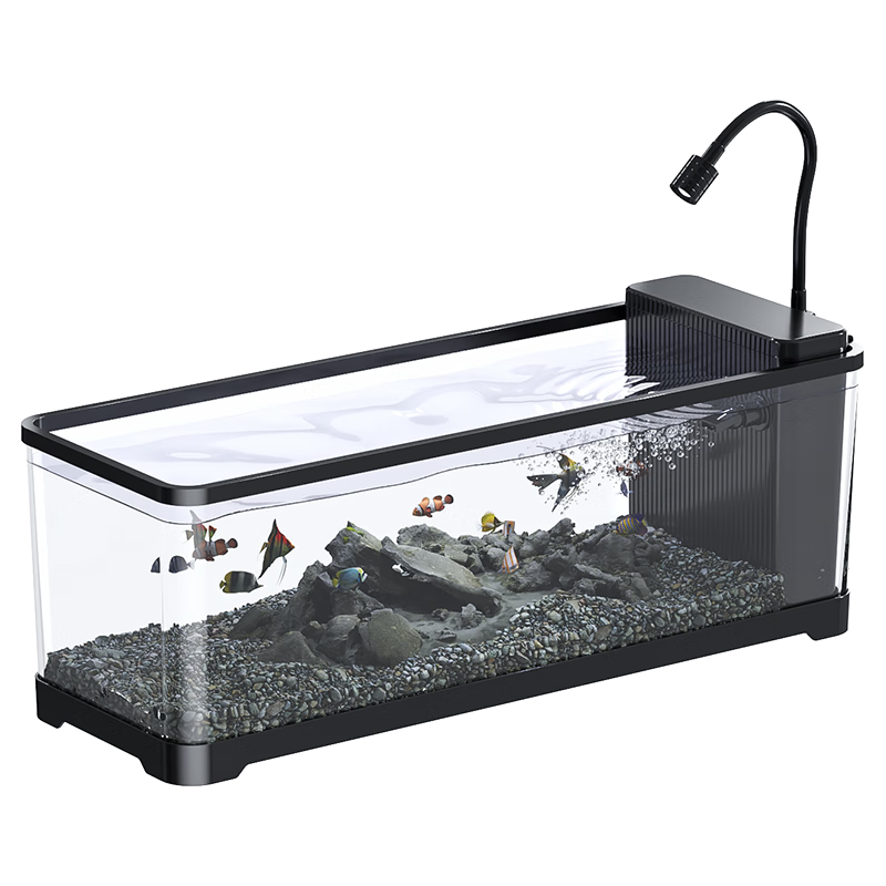 阔庭（KUOTING）溪流缸2025鱼缸制氧一体式懒人生态造景侧滤溪流缸【黑色】