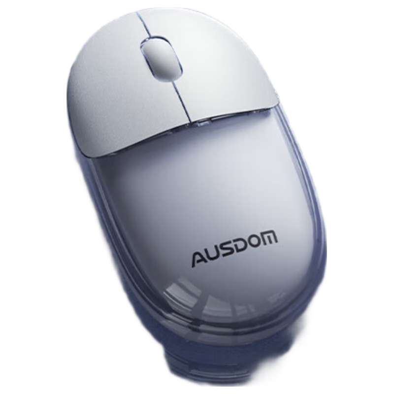 阿斯盾无线鼠标蓝牙双模透明鼠标家用办公2.4G无线可充电式电脑笔记本静音白光灯效高颜值小手女生晶透白