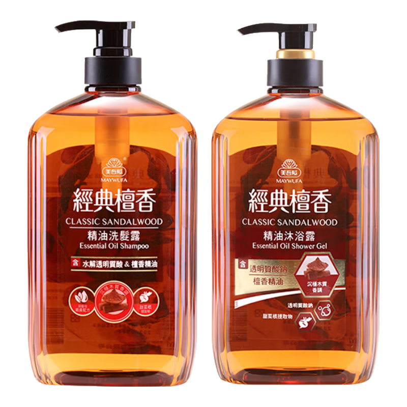 美吾发 檀香无硅油洗发水 去油控油香味经久留香洗发+沐浴 洗发+沐浴=2000mL