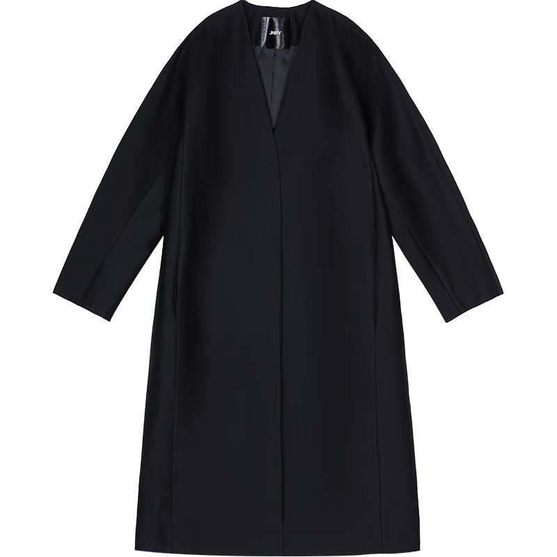 JNBY江南布衣春风衣宽松长袖H型外套气质中长款大衣5N1914060 001/本黑