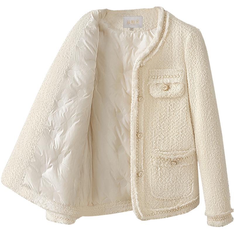 丝柏舍优雅小香风羽绒外套2025冬新款女装名媛风保暖羊毛上衣