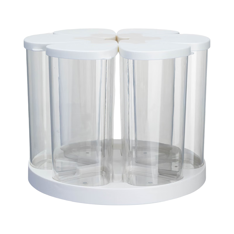 摩登主妇旋转五谷杂粮收纳盒家用密封防潮豆子储物储存罐分格米桶 【旋转杂粮密封罐】1套6罐-可装6斤（4L装）