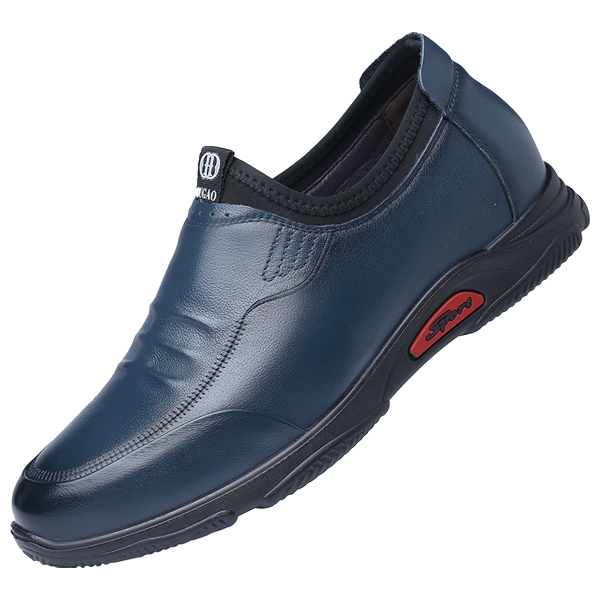 老人头 【头层牛皮内增高6cm】秋季真皮透气软皮休闲皮鞋男内增高男鞋