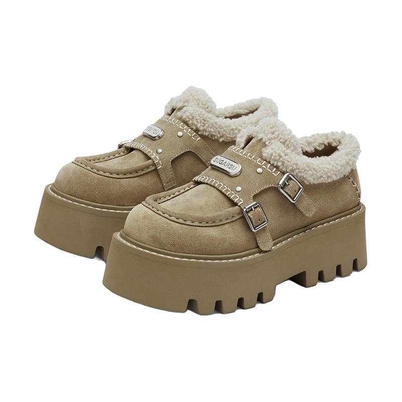 田曦薇同款|SugarSu酥履秋松糕厚底增高休闲单鞋复古雪地靴女