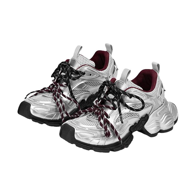 白鹿同款|SugarSu酥履 25时尚复古增高拼色绑带老爹女鞋夏季