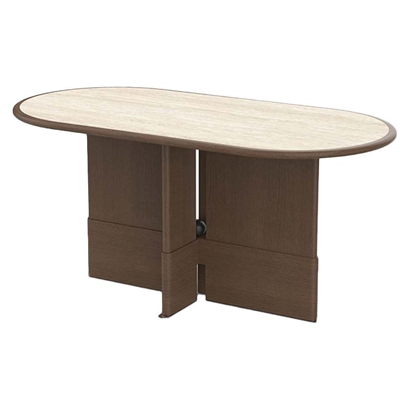 焦点洞石餐桌椭圆简约家用客厅轻奢餐桌椅组合小户型中古岩板饭桌