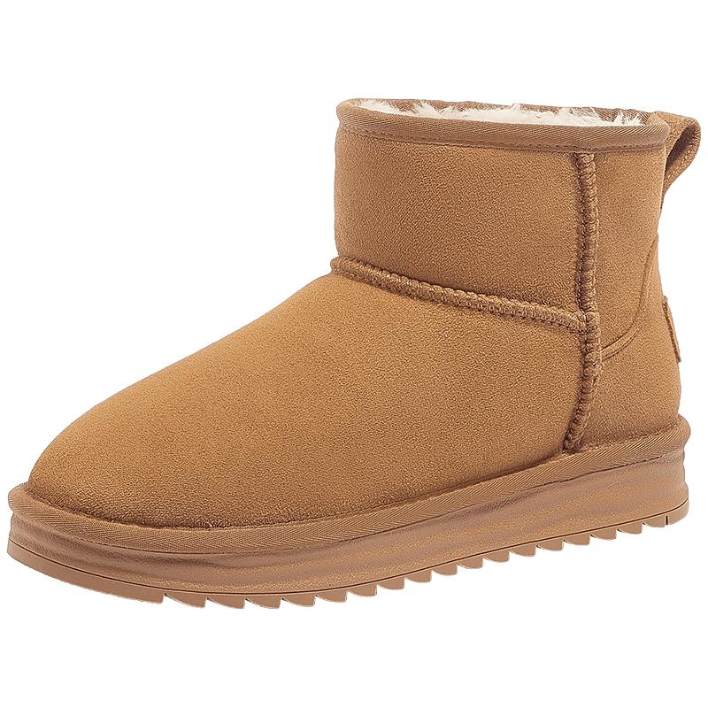 骆驼女鞋2025冬季加绒保暖时尚雪地靴加厚棉鞋休闲短靴女