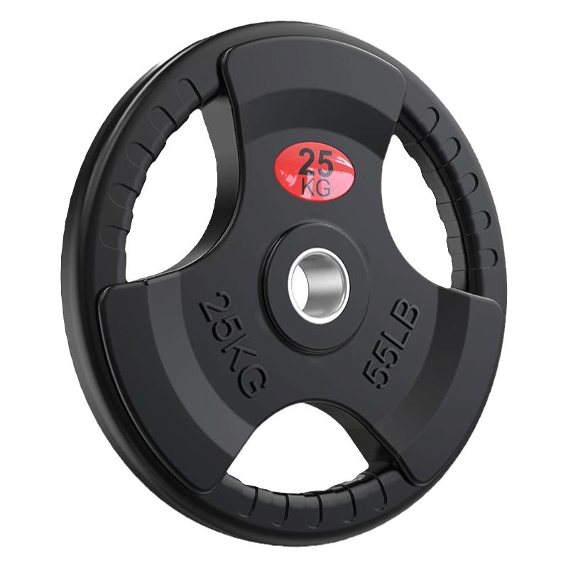 杠铃片2.5 10kg20公斤三孔手抓包铁大孔片橡胶奥杆举重片家用健身