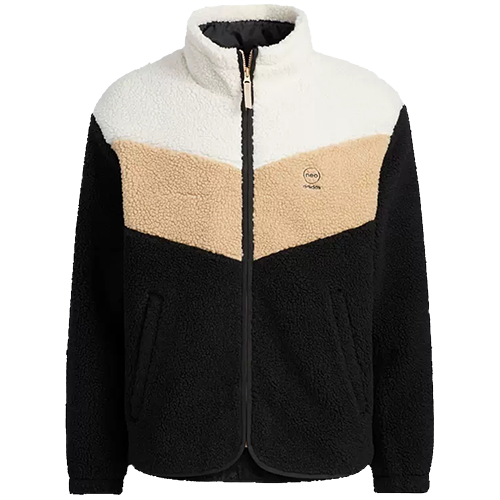 adidas NEO 摇粒绒时尚保暖运动立领防风休闲夹克 男款拉链外套拼色简约时尚