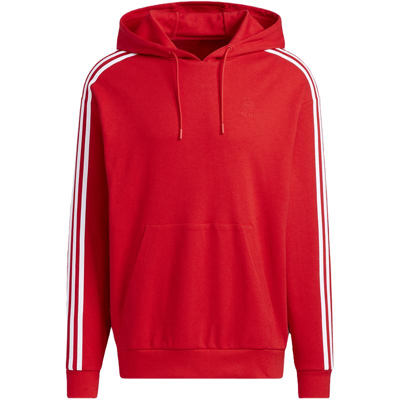 adidas NEO 时尚百搭男款卫衣运动套头衫连帽卫衣新年红卫衣男装
