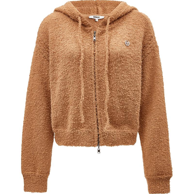 ONLY 【双向拉链】冬季连帽甜酷风常规长袖针织衫女