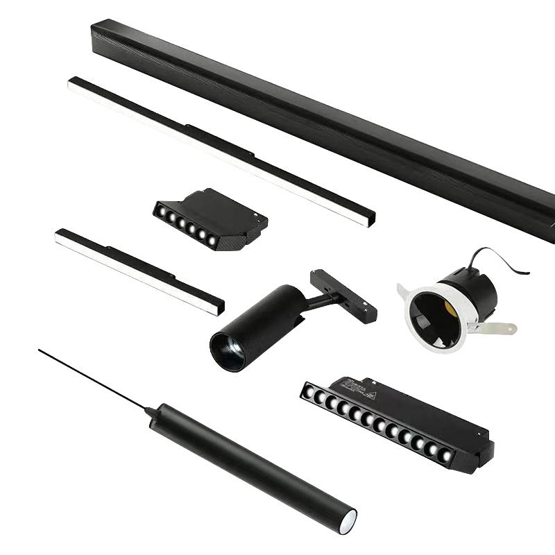 磁吸轨道灯嵌入式明装家用客厅卧室过道无主灯商业照明线形灯泛光