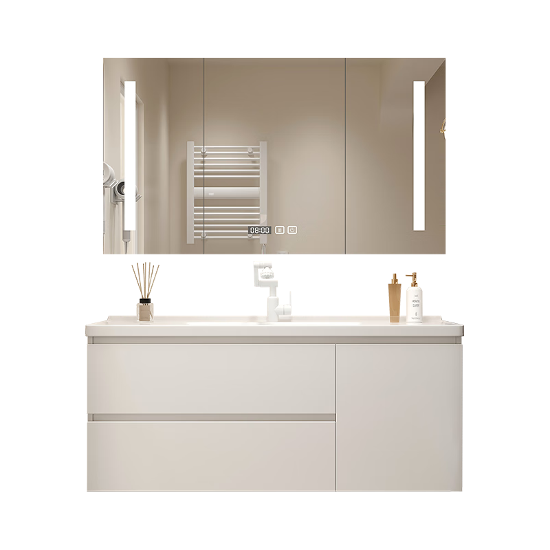 浴美优品 实木浴室柜陶瓷一体盆